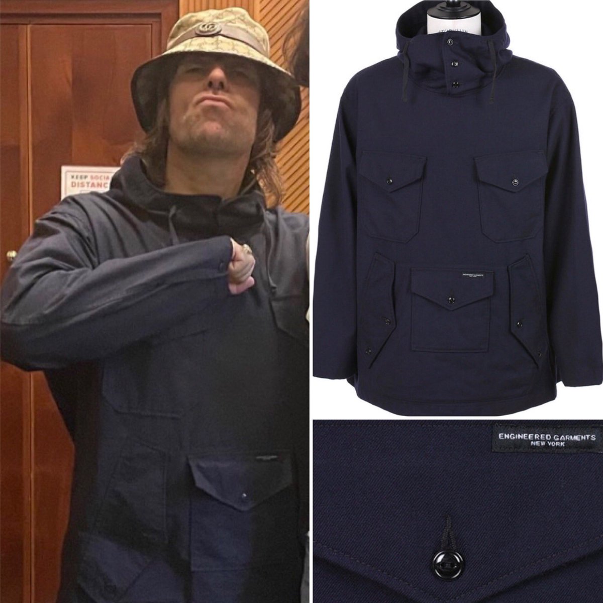 Liam Gallagher wears Engineered Garments Specials Cagoule K Shirt 