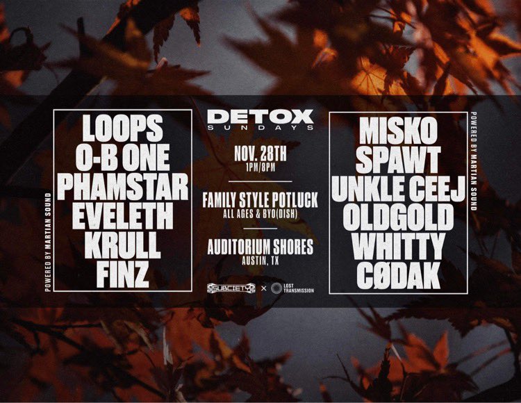 This Detox Sunday we’re pullin out the BIG fam vibes with some of those fat tunes and an even fatter potluck 🤤🤤 we have a lot of talent on this one, come hang with us! We’ll be out there all day from 1-8pm 🔊🔊⁣
⁣Free as always but please bring something to add to the potluck