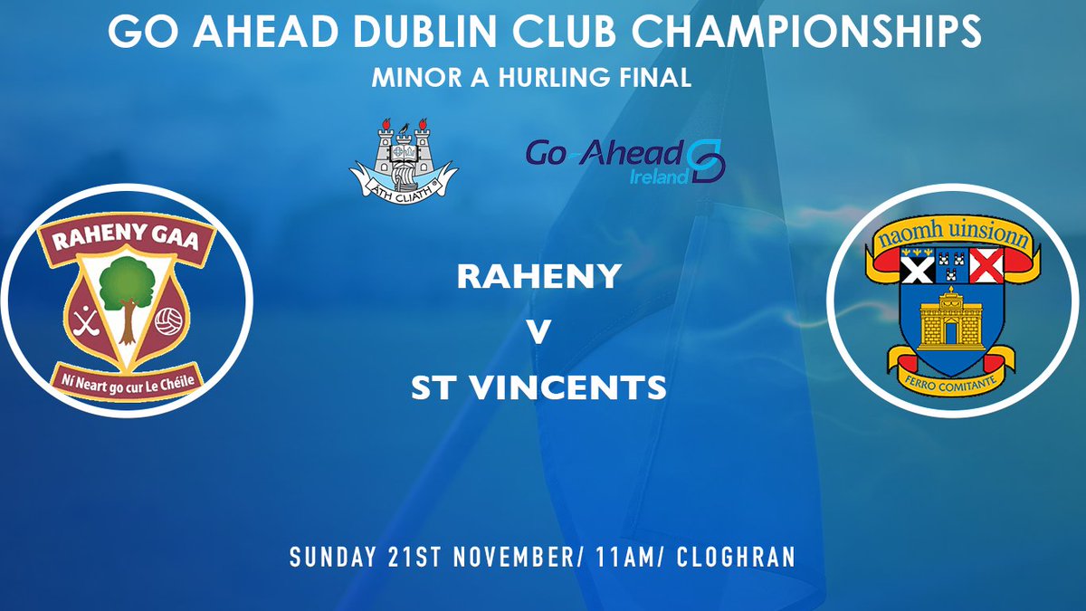 DubGAAOfficial's tweet photo. It's Dublin Minor Hurling Final time this weekend. 

Minor A Final: @RahenyGAA v @StVincentsGAA1 
Minor B Final: @gaabsj v @CastleknockGAA 

🎟 Get match tickets here ➡️ https://t.co/RjGGf94Juf https://t.co/Lh6y0PRFAA