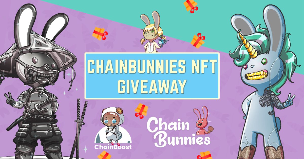💖 NFT Giveaway 💖

#ChainBoost is giving away three #ChainBunnies to celebrate the mint closing date, November 23rd. 🎊

Enter ⤵️
gleam.io/competitions/P…

✨ $225k + in outstanding rewards
🔥 IDO giveaways 
🎈 BoostScore bonuses
💸 Staking 

🐰 ChainBunnies.io 🐰