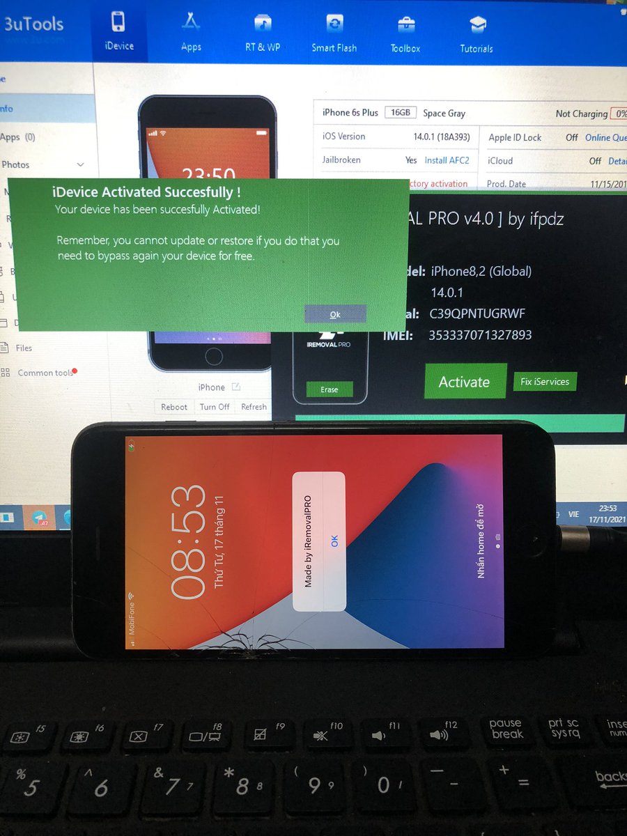 RaidoTuan's tweet photo. All meid bypass with iRemovalPro always done in a minute, fast and working perfectly! Full signal, iCloud login and notifications....
No 1 bypass Windows tool!
# iRemovalPro @IFPDZ https://t.co/WNhEi1H11a