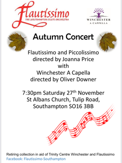 Flautissimo are getting ready for our Autumn concert! We are really excited to be able to perform indoors again! Please share with your family and friends.