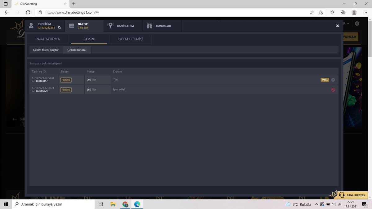 fdcakmak06 kullanici uyenin 900 tl si kalmıştir cekim geldigi takdirde 3 kisiye 50 tl odul verilicektir toplam 150 tl dagitim olucaktir dagitimi sizler belirleyin kac kisiye dagitmak isterseniz size kalmış.
 paylasip yorum atın herkes gorsun.
#dianabetting
Hastagla 5 etiekt yap