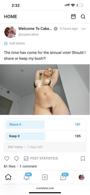 I can&rsquo;t believe how close it is lol If you want to vote whether I keep or shave my bush this year, head
