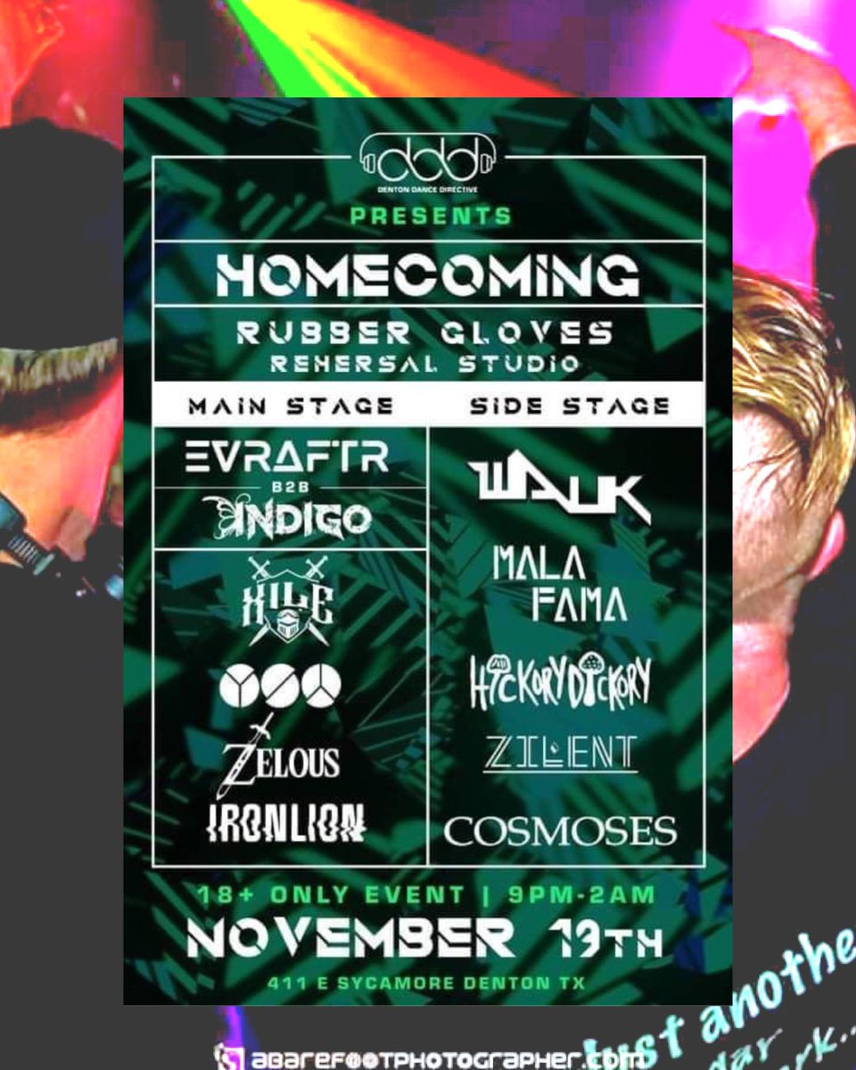 Denton peeps, we’ve got the perfect plan for this Friday👀

Let go of those negative work week vibes and come dance with <a href="/EVRAFTRofficial/">EVRAFTR</a> B2B <a href="/xoxoindigobb/">indigo</a> 🤪 and get heavy with <a href="/XILE_official/">XILEofficial</a>😈

18+ ONLY