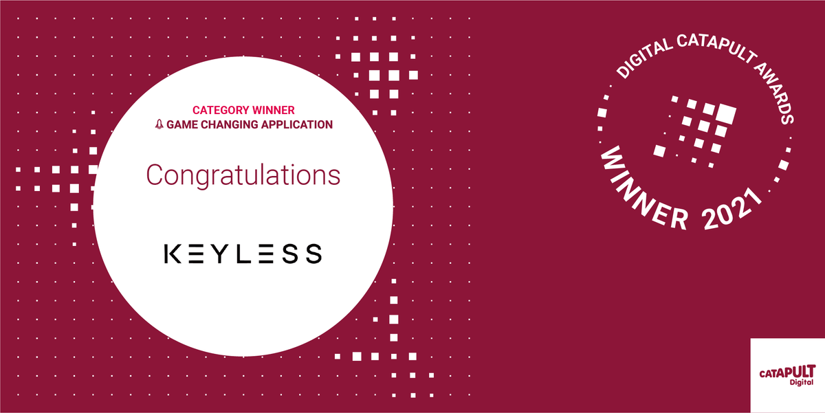 DigiCatapult's tweet photo. 🎉Congratulations @KeylessTech winner of the 'Game-changing application’ #DigiCatAward.

🔐Their technology enhances security by combining multi-modal biometrics &amp; advanced cryptography, all while delivering a seamless user experience. 

Find out more  👉https://t.co/Rk8npylDrp https://t.co/bNcGQWodVt