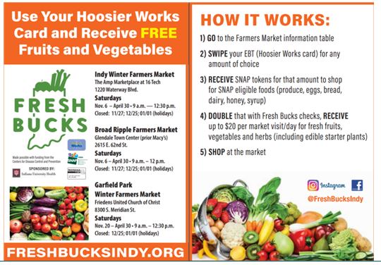 JumpINhealth's tweet photo. Make your SNAP benefits go further and pick up healthy items at the same time.  The Marion County Public Health Department will be translating Fresh Bucks flyers into Spanish as well as Burmese/Chin very soon.  Check it out: https://t.co/jgoLOZmUWX