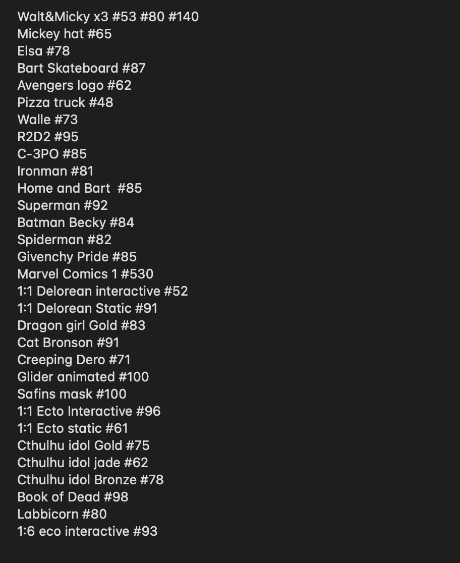 #VeVe C⭕llection update username: LewisMorgan

All Sub #100 🙌