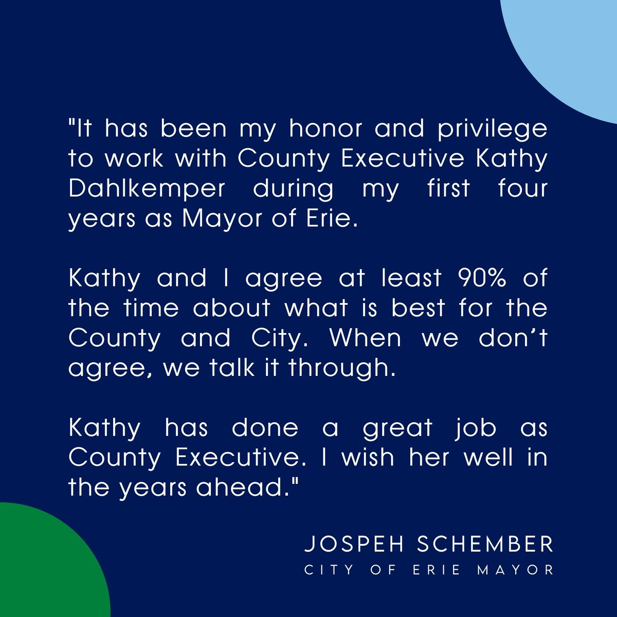 County Executive Kathy Dahlkemper is proudly sharing the top 10 reasons she has been honored to serve Erie County. Week 6 highlights collaboration. Please visit: eriecountypa.gov/elected-offici…