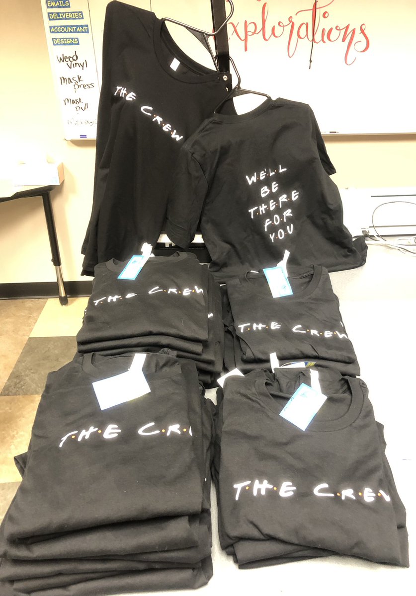 Bosch_LHSjays's tweet photo. Nice work to our @libertees staff for pressing 150 masks for @Gateway6NKC and screen printing these cute Friends themed shirts for a group out of @PlatteCountyR3. Thank you for supporting our students and our cause. 💙@AElliott_LHS @LHSJAYS https://t.co/NoGj5Gdx9F
