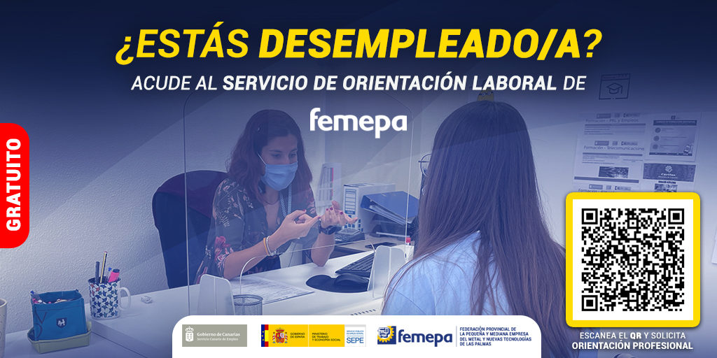 FEMEPA_LP's tweet photo. #FemepaEmpleo | Femepa lanza una campaña para captar a personas desempleadas. Las personas interesadas podrán recibir atención personalizada en materia de orientación por el servicio #OPEA. Subvencionado por @SCEmpleo y @empleo_SEPE >> Más información en https://t.co/EmeahsKyAB https://t.co/KsBRec81Oq