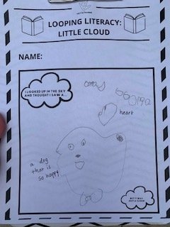 loopitupsav's tweet photo. ☁️💗 The Brock 🐯s did an amazing job making cloud observations &amp; drawing what they saw in the clouds- just like in the "Little Cloud" book that we read together on zoom! Way to go, Brock Tigers! We are so proud of you! 🐯💥🎨! #LoopingLiteracyTogether @SCCPSS_T_Team @AnnLPGA https://t.co/5jmAeeFbyH