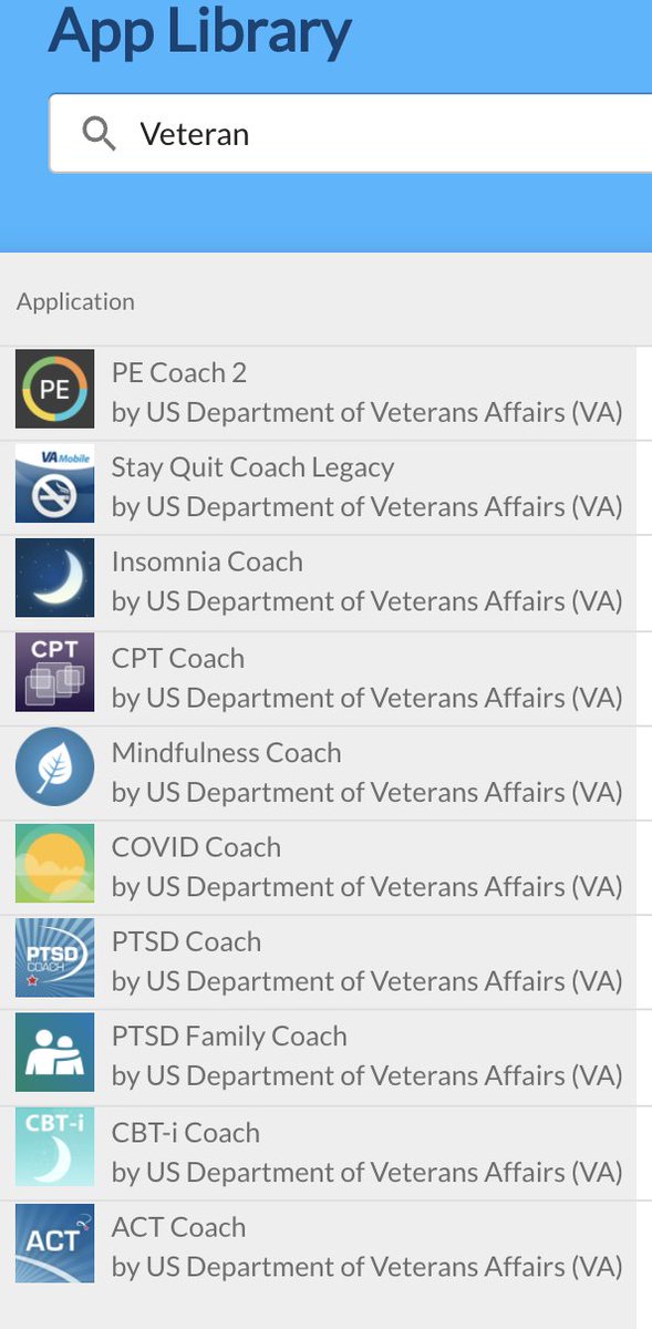 EricaJCamacho's tweet photo. @traumaHealth @JohnTorousMD @juliahoffman @YalePsych Hi there! We are happy to add any apps we are missing from the VA. Here is a screenshot of the apps available from the VA on https://t.co/3utO9jolBv. Please let us know which apps we are missing! https://t.co/TPekiOrNcB