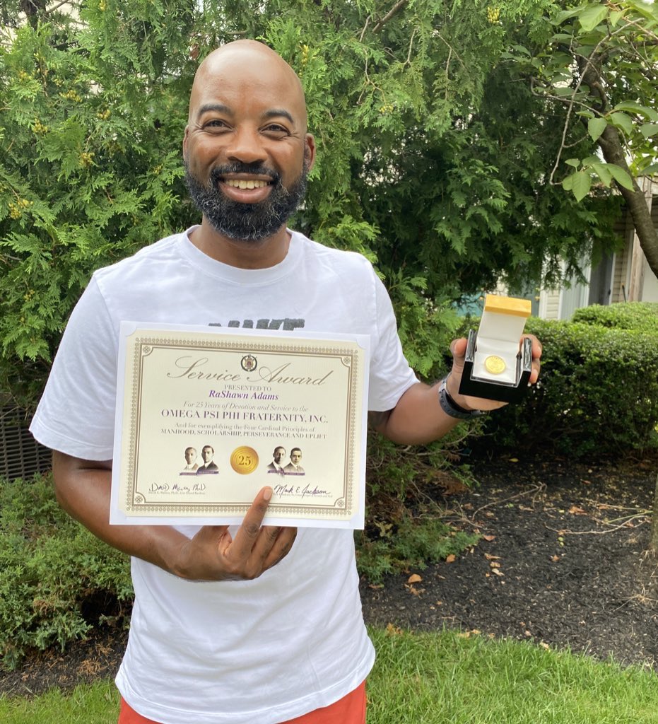 JerseyCityQues's tweet photo. Bro. Dr. RaShawn M. Adams - 25 Years of Service
#JerseyBruhz #ΩΨΦ #NΛΛ #2ndD #JerseyCityOmegas #FIETTS #RQQ #OmegaPsiPhi #DaBruhz
#TheNLLRevolutionWillNotBeTelevised #AchievementWeek #AchievementWeek2021 https://t.co/upCV6V8rnC
