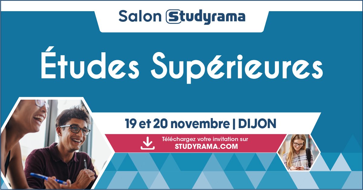 s_grandesecoles's tweet image. Vendredi et samedi 20 à Dijon salon @studyrama venez échanger avec les GE @BurgundySB @ESDES_Officiel @SCBS_edu @ISG @Groupe_ESEO @GroupeCESI @EMStrasbourg @EPITA @EsiremDijon @ESMEsudria @estpparis @groupeinsa @IPSA et lesprépas Carnot, Pontus de tyard, O de Serres, St Benigne..
