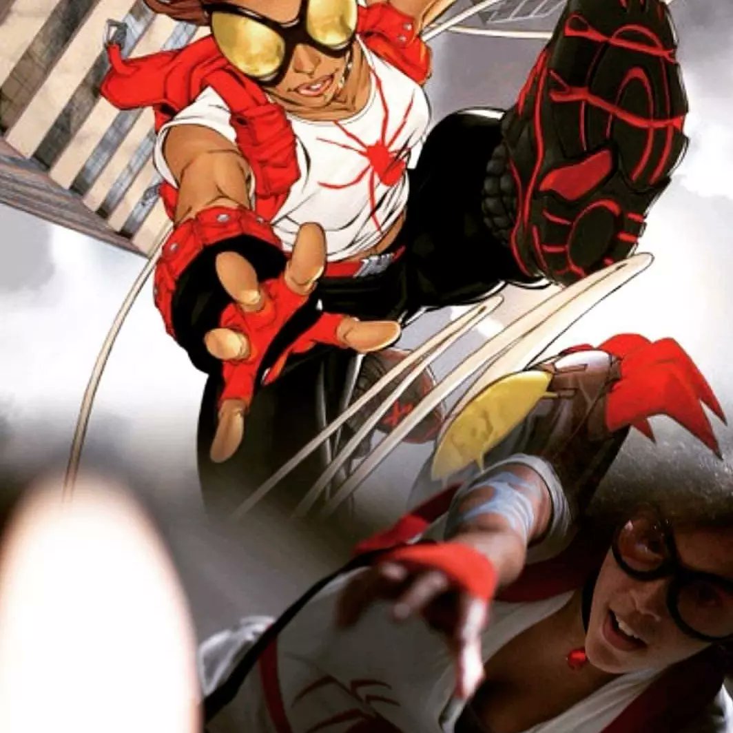 RunItsLilWolf's tweet photo. Oye Peter! Need some help!? 
With the drop of the #spidermannowayhome trailer, it has me longing as per usual, for #araña to join this next wave. Thinking about how she'd fit right in with #kamalakhan and #katebishop 
BRING ANYA INTO THE MOVIE UNIVERSE @Marvel 
YOU COWARDS! https://t.co/mxi3WHqW7z