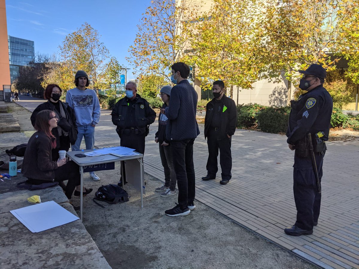 Cops at UCSF are telling Student Researchers to get off their own campus. We have a right to talk to coworkers about voting to authorize a strike for union recognition! This is shameful <a href="/UofCalifornia/">University of California</a>... stop committing unfair labor practices!