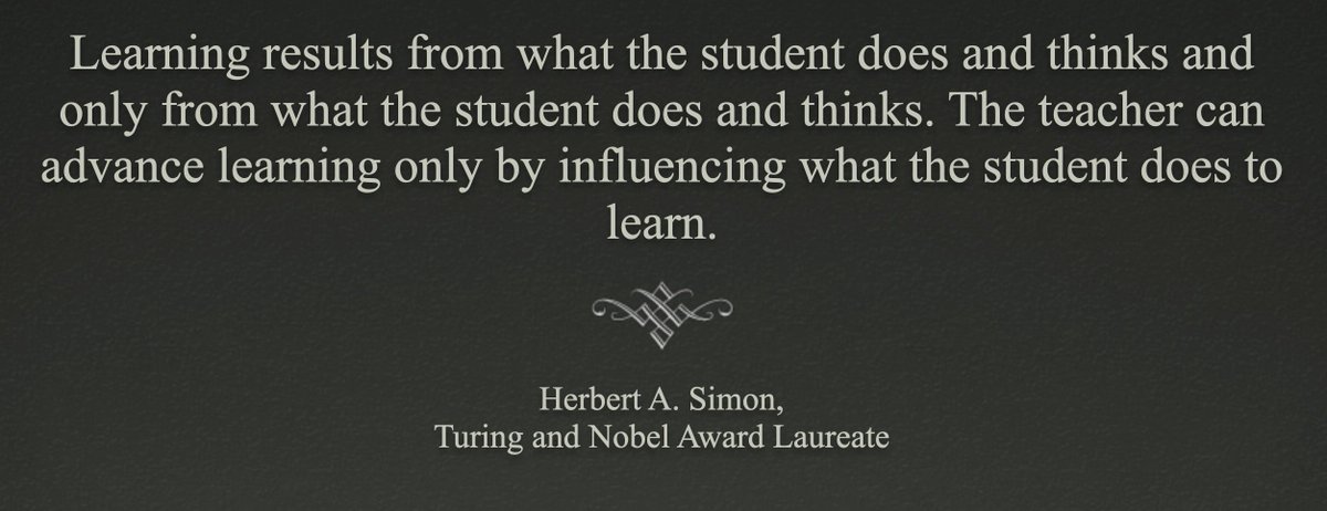 I use this Herb Simon quote a few times every semester to explain teaching vs learning: 

"Learning results from what the student does and thinks and only from what the student does and thinks. The teacher can advance learning only by influencing what the student does to learn."