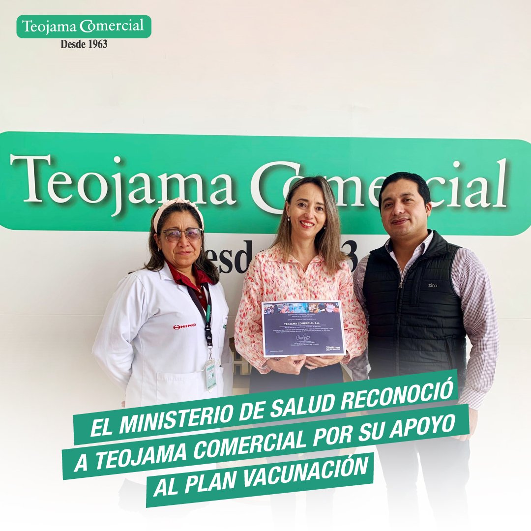 teojama's tweet photo. En Teojama Comercial recibimos un reconocimiento muy importante por parte del Ministerio de Salud, por nuestro apoyo al plan vacunación nacional.
Lee el artículo completo aquí 👉 https://t.co/jFHkODyKqE
#BlogTeojama #BlogInformativo #Vacunación #PlanDeVacunación #Teojama #blog https://t.co/E3p7AwXlQ8