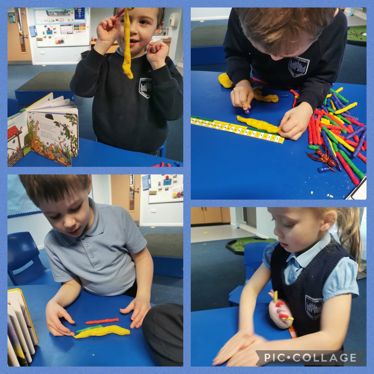 ChatelheraultPS's tweet photo. Room 7 had a fantastic day celebrating Scottish Book Week by reading Superworm by Julia Donaldson. We had lots of sensory fun in the tuff tray and enjoyed using the playdough to measure during maths and to recreate some of the key parts of the story. #itsSLC #ScotBookWeek https://t.co/HlnM2wsGPc