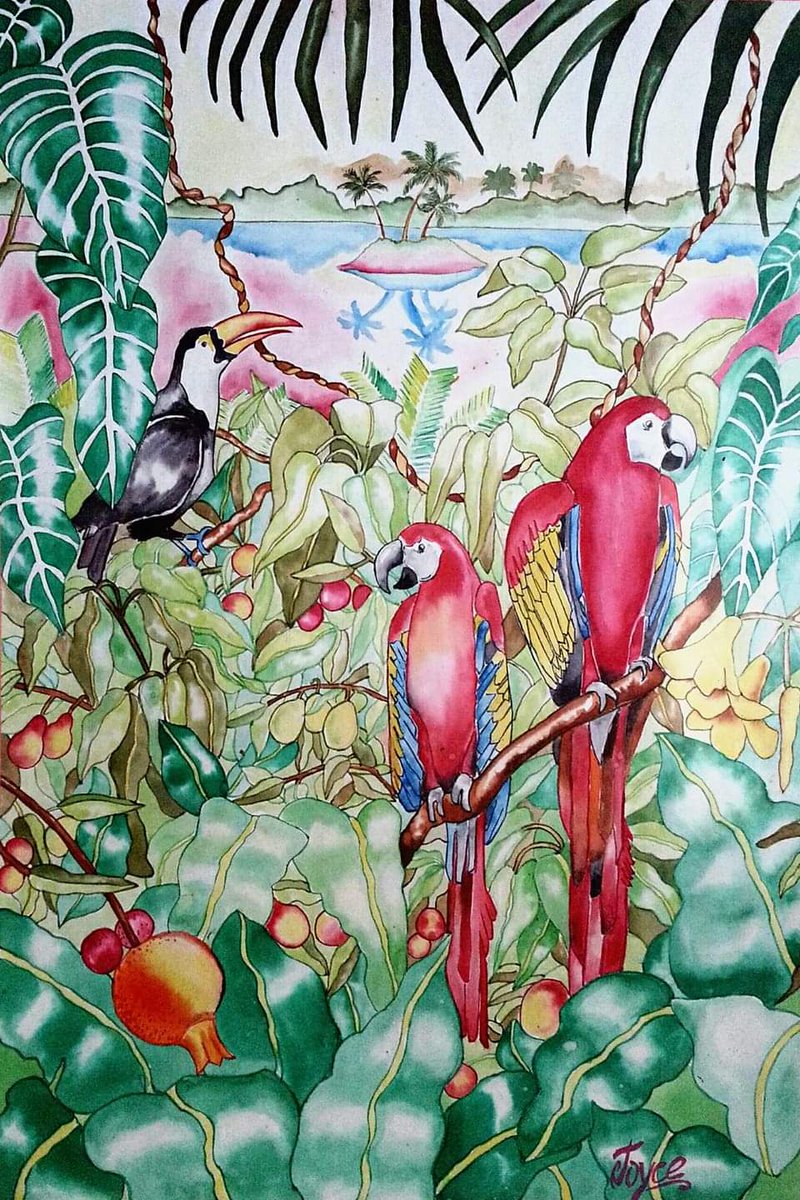 JoyceShekhar's tweet photo. Paintings done with Photo Ink Colours. This can be a difficult medium to handle as the ink dries as soon as it touches paper. A different technique...  #photoink #paintingideas #tropicalforest #desert #artistjoyce https://t.co/xraAtbg9pv