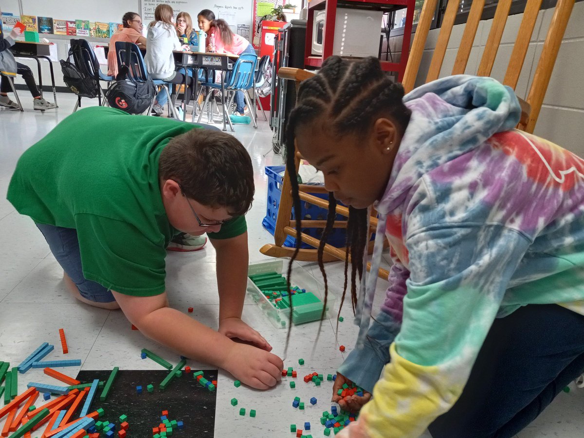 MissCByrd's tweet photo. How do we help 5th graders understand new mathematical concepts? Manipulatives! We are ready to start our new unit with adding and subtracting decimals. 🙌🏻 #alabamaachieves @amstiuna @MaddoxIntSchool @mrsfblack https://t.co/O53yTvPDqj