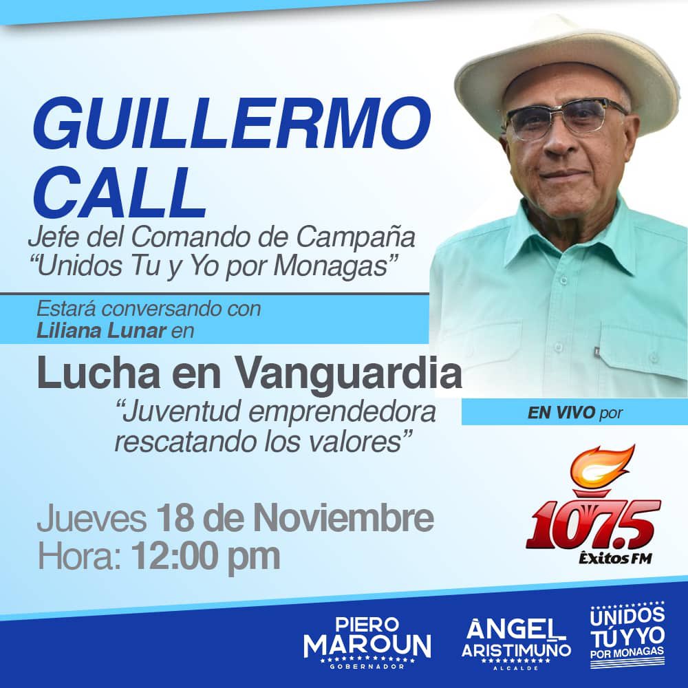¡Atentos! mañana #18Nov donde estaré en el programa “Lucha En Vanguardia” a las 12 del mediodía por 107.5FM.