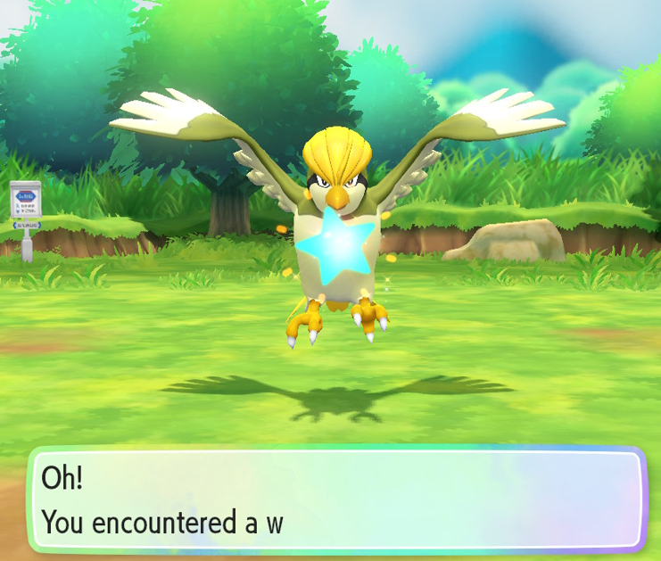 NightyGen's tweet photo. And to end the day I went on trip to Celadon (not by "fly", but "on foot" - for this game that meaning is different xD). And less than 5 minutes later stumbled upon Shiny Pidgeotto, again no CC, no lure. And that was my crazy yesterday.

#shiny #shinypokemon #letsgoeevee https://t.co/34A7XPaioy