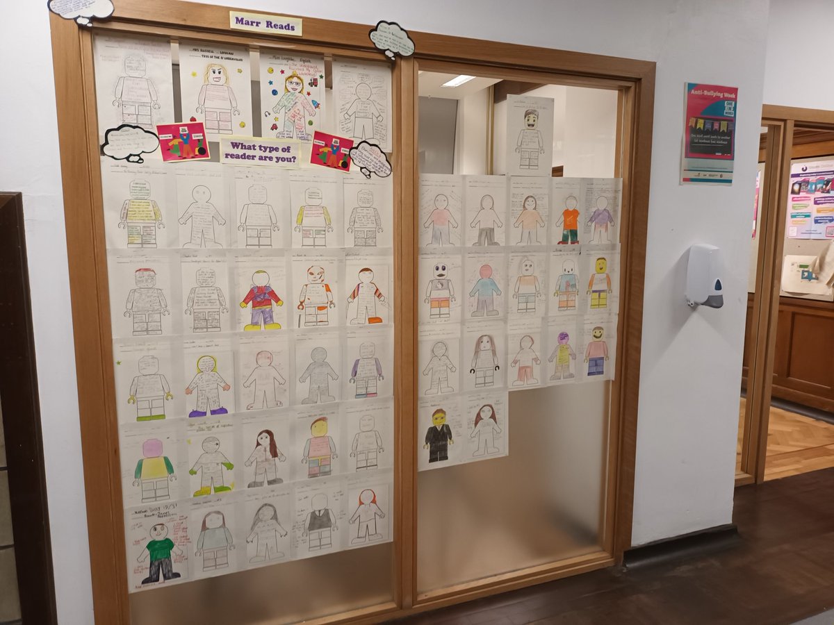DrewettPamela's tweet photo. Inspired by @WilliamwoodLib S1, and staff, had fun exploring what type of reader they are. Some fantastic artists too it seems 👏. @marr_rrs added rights linking to the importance of access to books &amp; information. @UNICEF @BookWeekScot @MarrColOfficial @MarrEnglish @MarrLibrary https://t.co/33bsb2PcBF