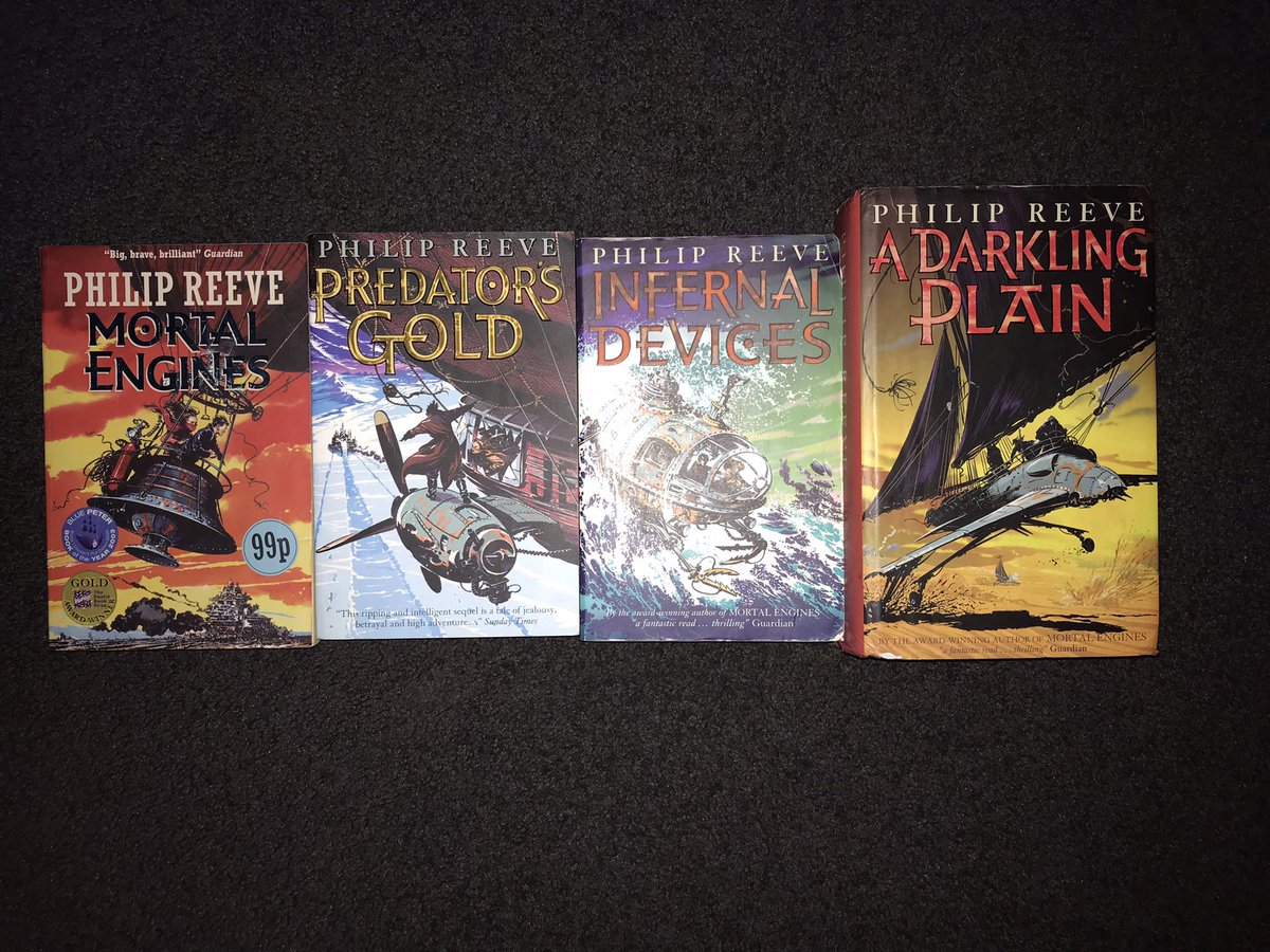 JamesMeston's tweet photo. @philipreeve1 @ianmcque New covers by @ianmcque are stunning pieces of art, but really love the originals too, it took me a while to track down the whole set from Australia, but they are mine now (insert Bond villain laugh). 😀 https://t.co/74LJ1ijjnL