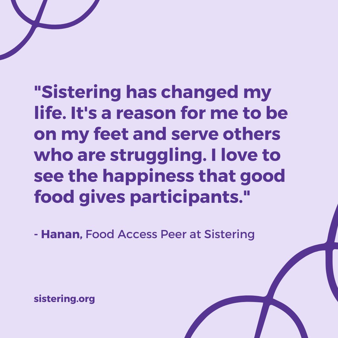 To celebrate 40 years of Sistering, we asked our peers and participants what Sistering means to them 💜 

Read Hanan’s response below and stay tuned for more stories of impact from our amazing community 👇

#womenempowerment #impact #donate