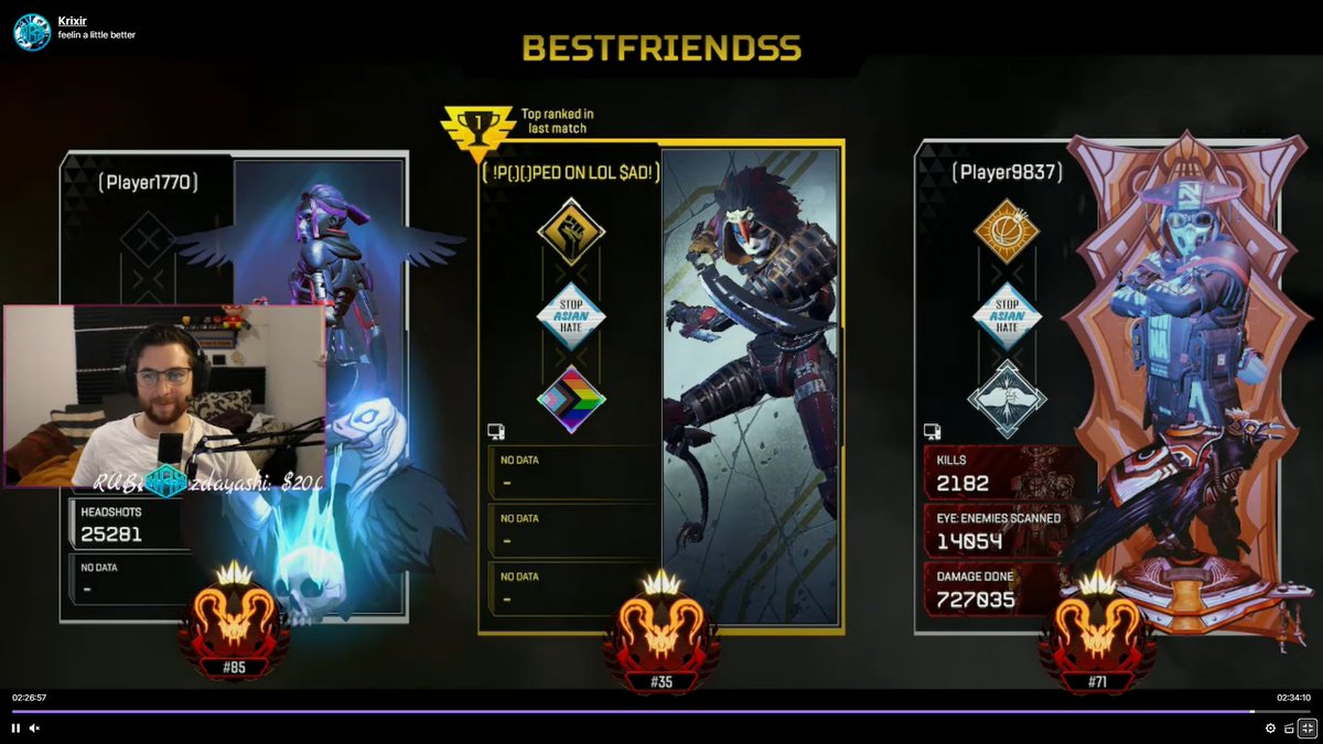 Krixir's tweet photo. @PlayApex we're D4 and this is the games were getting? LOL this is actually toxic https://t.co/tyj5ypixGT