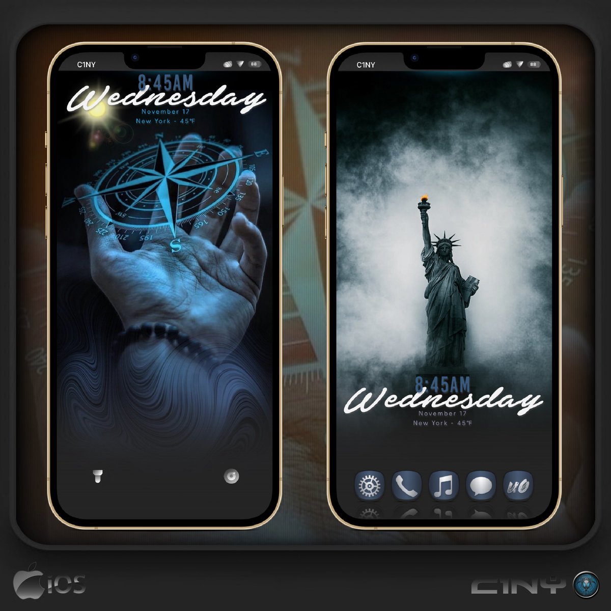 C1NY's tweet photo. Still using these walls and slightly modded this SB widget for use on lock. #custom #minimalist #iOS 14.3 #unc0ver #jailbreak 

#Widget from @ev_ynw repo
#Icons are #Glasklart glyphs 
#EchoUI @thetimeloop 
#SSA @screenshot_pro 
#Wallpapers on my #Telegram channel https://t.co/1Ze2K7z12v