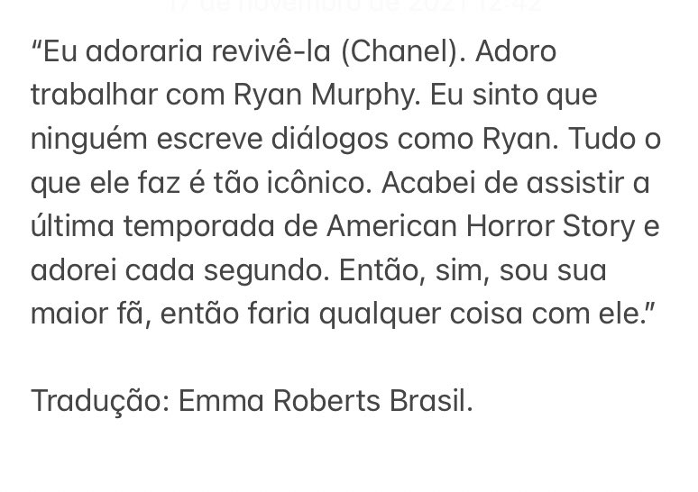 EmmaRobertsBr's tweet photo. Em recente entrevista, Emma Roberts falou sobre Ryan Murphy e uma possível volta para American Horror Story ou Scream Queens, confira: https://t.co/psz0EEQ0OO