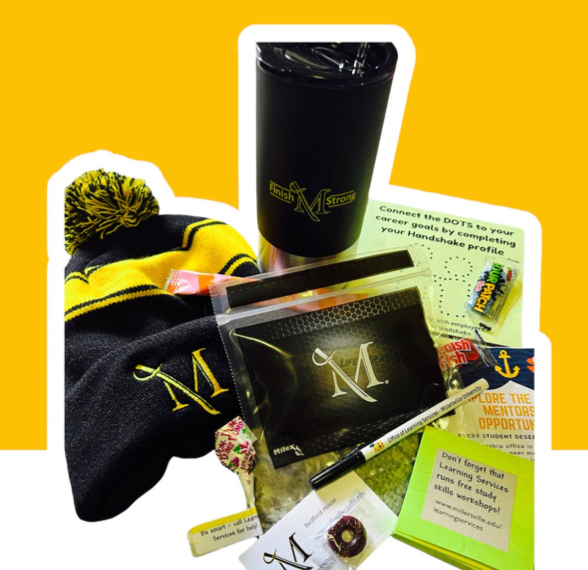 millersvilleu's tweet photo. Pick up a “Finish Strong” Semester Success Swag Bag at the Library or SMC on November 17 from 11 am to 1 pm! Bag distribution is “first come, first served”. Get yours before they are gone! https://t.co/MUDCRwb5gw