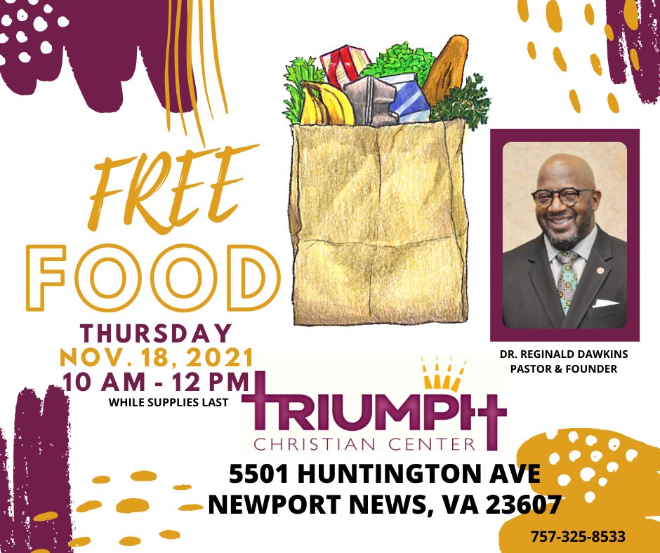 triumphccenter's tweet image. Food drive this Thursday (tomorrow)- share with someone who might need it this month! 

#freefood #freegroceries #fooddrive #foodbank #newportnews #newportnewsva #hampton #hamptonva #hamptonroads