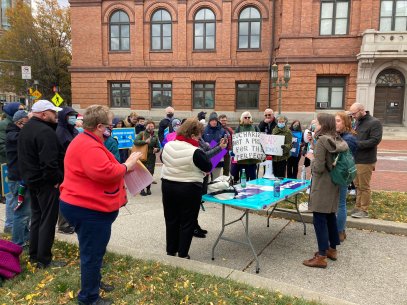 NewWaysMinistry's tweet photo. Pro-LGBTQ Catholics rallied outside @USCCB meeting against the bishops' document about the Eucharist that is rooted in denying Communion to pro-equality, pro-choice politicians. The demand: we want pastors, not partisans. https://t.co/gr4RbJdqMs #BreadNotStones #USCCB21 https://t.co/H1B3j6Cg77