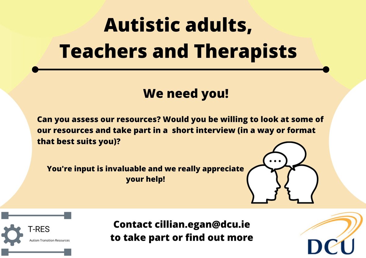 TResAutism's tweet photo. Teachers, Psychologists, OTs, SLTs and other therapists

Can you do a short interview to assess our resources? 
Get in touch if you can help

#autism #research https://t.co/kUiJ6smpHK