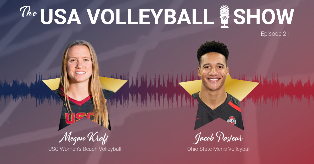 usavolleyball's tweet photo. This week's featured #USAVshow guests are @USCBeach athlete Megan Kraft and @OhioStateMVB athlete Jacob Pasteur talking about their college athletics experience, advice for youth athletes, the National Team Development Program and much more!
Listen now: https://t.co/L9l24qT6FA https://t.co/VmstU0U6bf