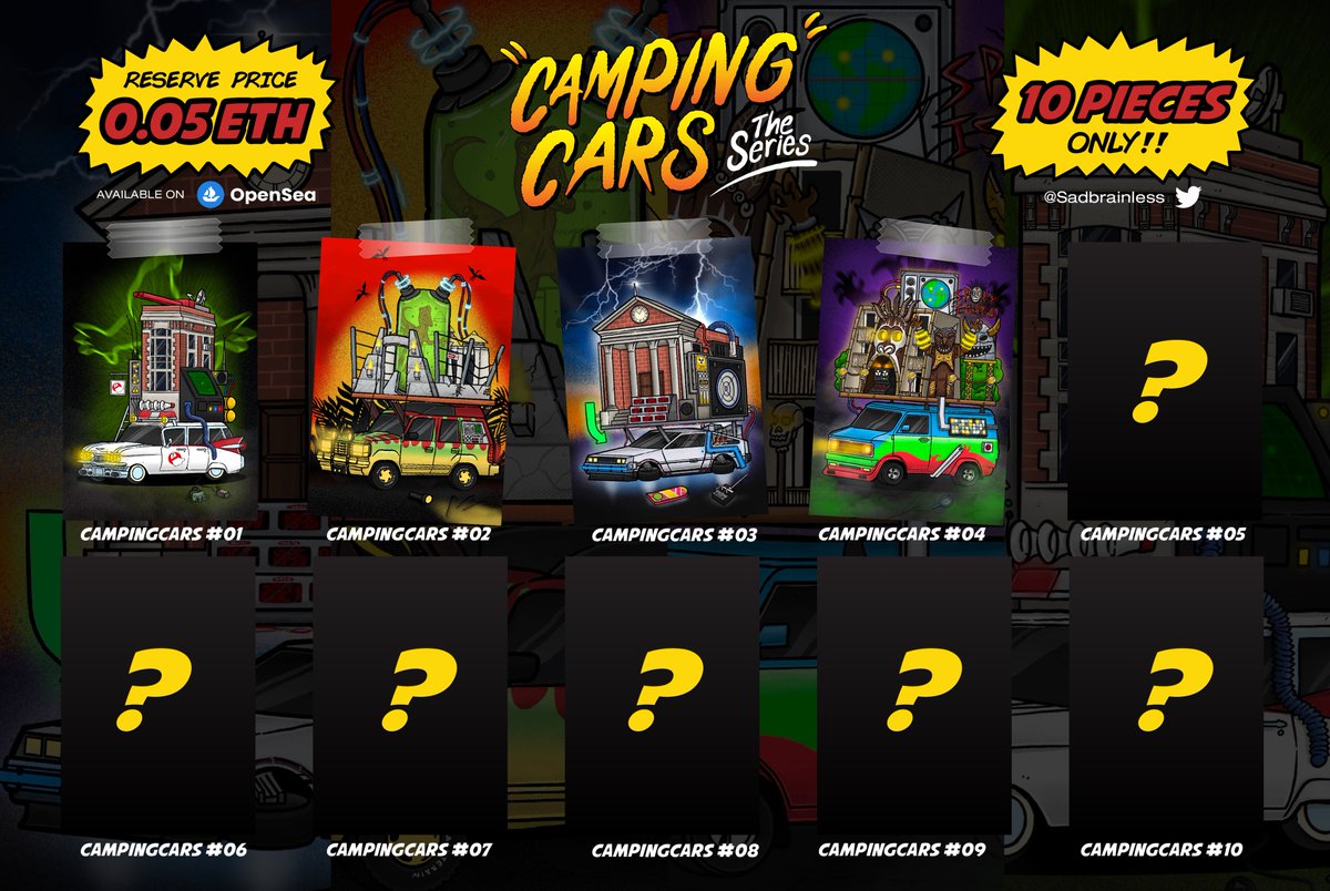 Camping cars the series
ตัวงานเล่าถึงเดินทางท่องเที่ยวด้วยรถสไตล์เเคมป์ปิ้งในวันหยุดสุดสัปดาห์ของพวกเขาเหล่านี้ มาร่วมเป็นส่วนหนึ่งของการเดินทางครั้งนี้กันครับ🚗🚛🚚🌟✨⚡️💥
👉opensea.io/Sadbrain