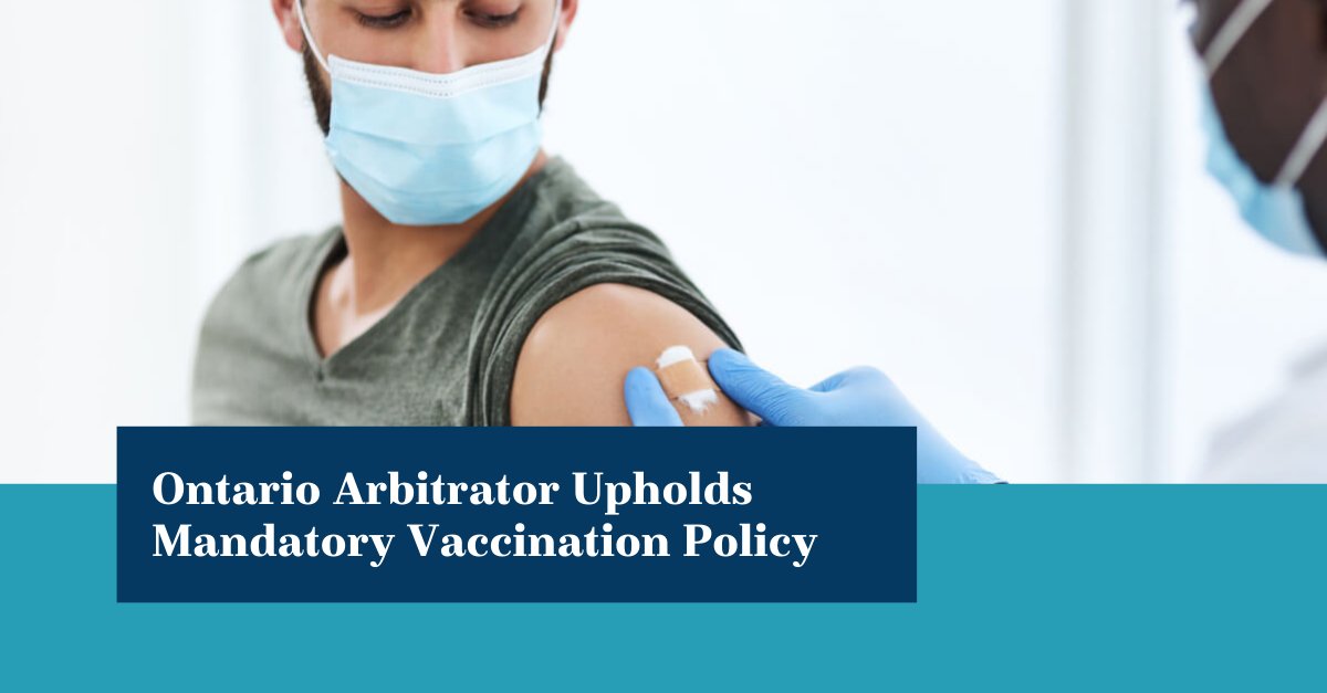 mclennanrossllp's tweet photo. For vaccination policies, there is no one-size-fits all approach. Our Labour &amp; Employment Group recently commented on two cases with very different outcomes. To read about a decision where a policy was upheld, click here: https://t.co/qjRP6TCTHE #MRoss #labourlaw #COVID19 https://t.co/ShhEiY2UbX