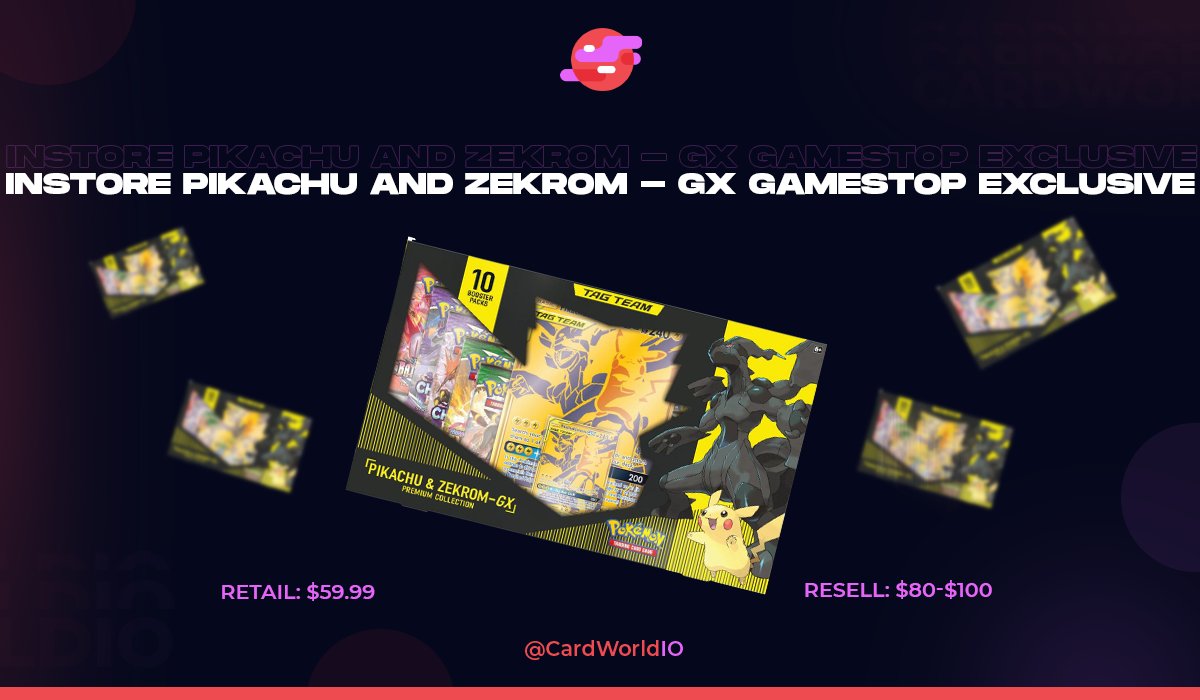 CardWorldIO's tweet photo. The Pokémon TCG: Pikachu &amp; Zekrom-GX Premium Collection places all of that power in your hands🤘, ready to battle and win! 🏆

What are your thoughts on these ??😉💭🤔

Tell us in the below..⏬

LIKE+ RT+ Tag a Friend!!😉😉😉 https://t.co/a5fr9JsK1v