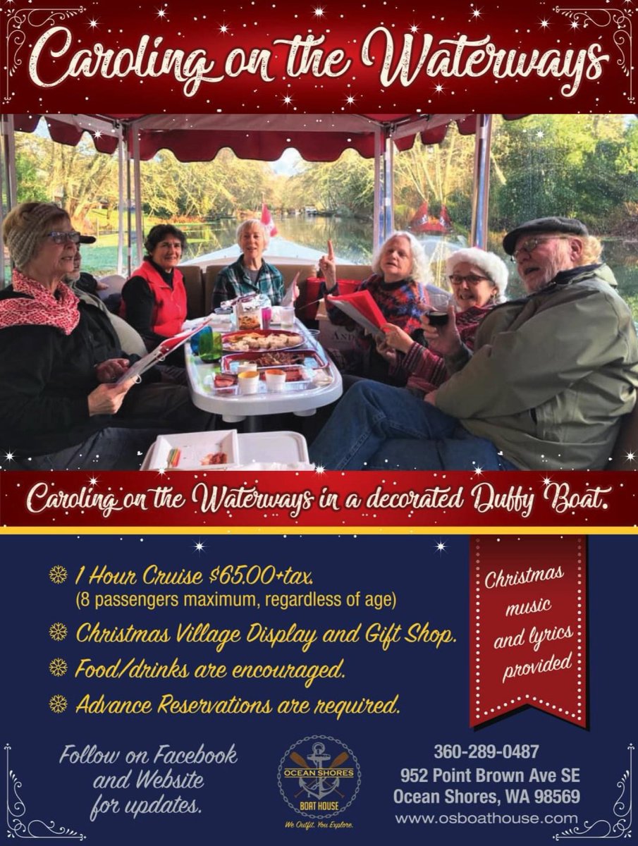 Christmas on the coast is always special! Follow us for for ideas and festive fun!! #christmas #caroling #oceanshoreswa #HSOS #happilysharingoceanshores #oceanshoresboathouse