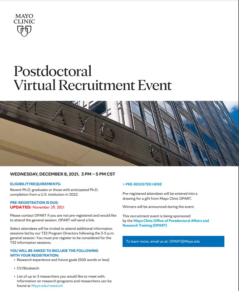 Our Office of Post-Doctoral Affairs and Research Training will be holding a virtual recruitment event for those interested in the Research Temporary Professional positions that are available.