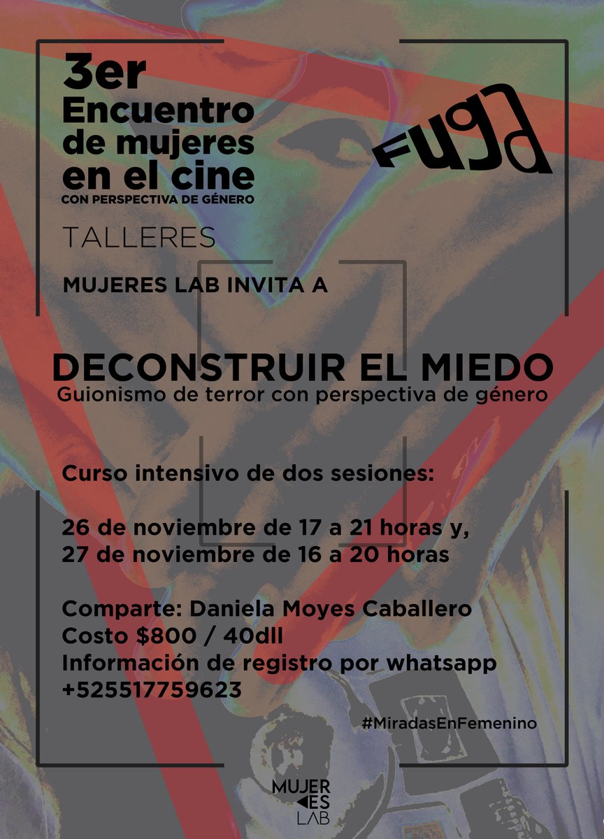 LabMujeres's tweet photo. [FORMACIÓN #MujeresLab]
Les invitamos a este taller para lxs amantes del #cinedeterror. 

Si pueden compartir les agradeceríamos ya que creemos importante ofrecer herramientas para transformar #paradigmas y crear historias originales.

#RETWEEETME #RETWEEET https://t.co/fDSuappZCg