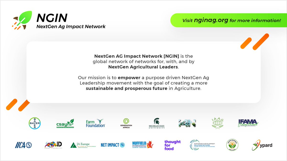HungerYouth's tweet photo. We are excited to share that we are one of the initiating partners of NGIN, the NextGen Ag Impact Network! We look forward to co-creating to empower young people in agriculture and to contribute to achieving the #UNSDGs Visit https://t.co/kVaerut8kY for more information! #nginag https://t.co/VO5TpkJzoB