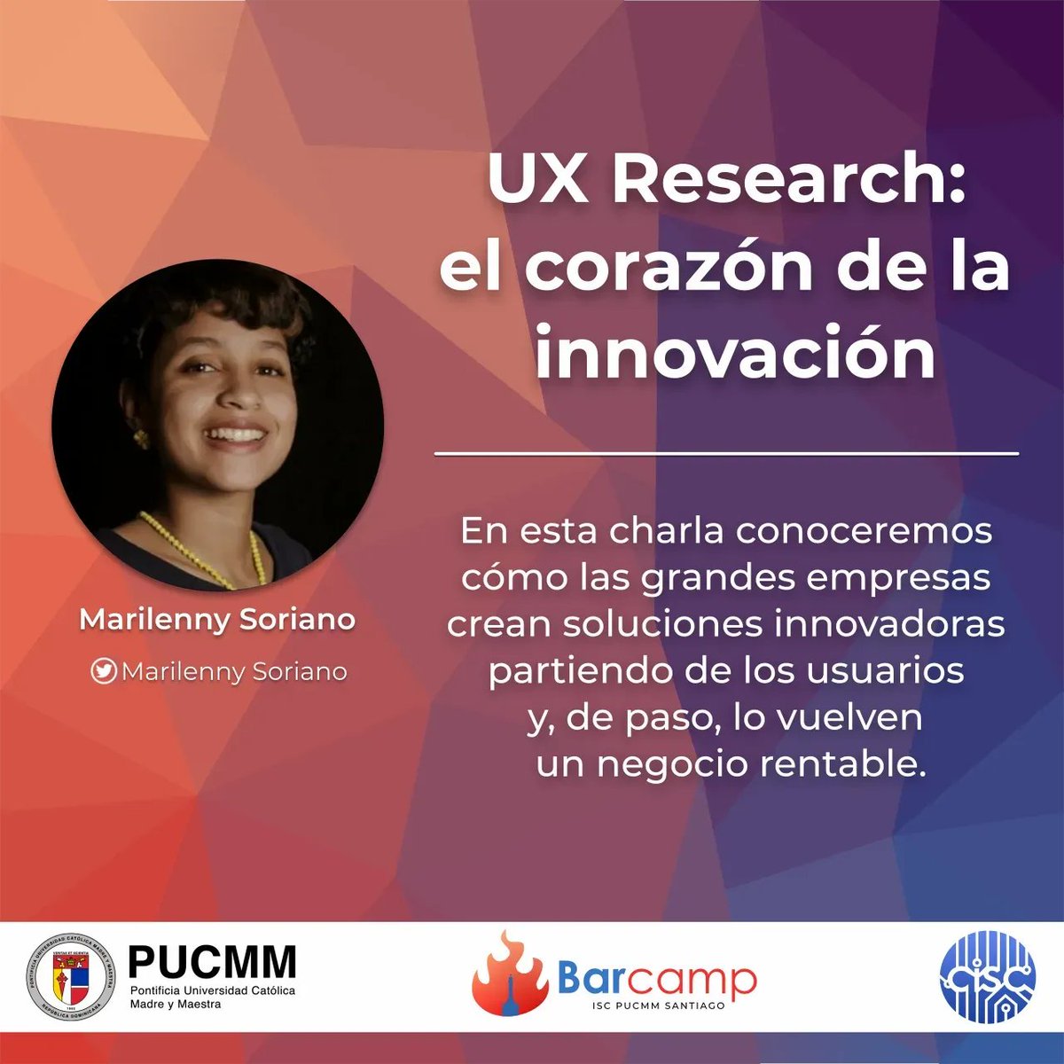 BarCampRD's tweet image. Aprende cómo podemos crear soluciones tecnológicas viables que puedan respaldar nuestra calidad profesional y la de nuestro producto, de cara a las empresas del mercado por @marilennywords

Regístrate ahora buff.ly/3kBoXlu
#barcamprd2021 
@ciscpucmm