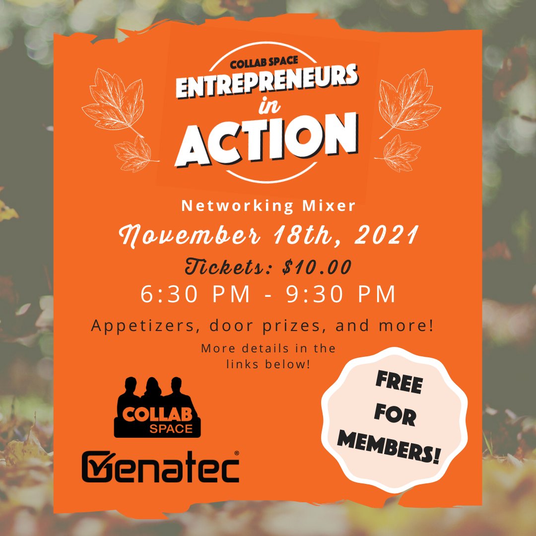Looking to #network? Come join us tomorrow at our third Entrepreneurs in Action of the year.

A huge thank you to Genatec for sponsoring us and making this happen! genatec.com

Get your tickets today events.com/r/en_US/ticket…