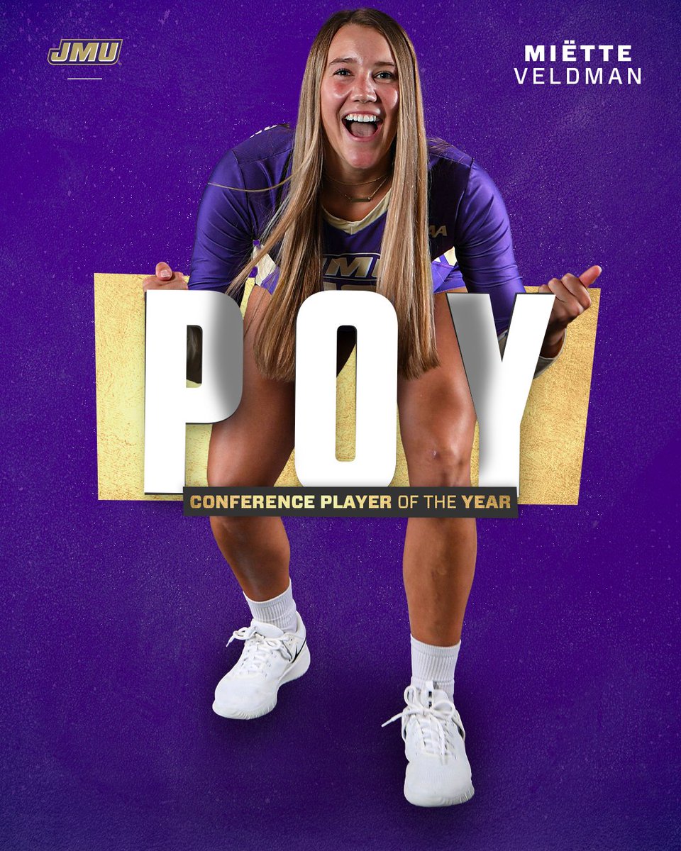 Performing at the top, every single match.

Miëtte Veldman has earned Conference Player of the Year! 🏆

Veldman led the conference with 4.09 kills/set, totaling 303 kills for the season. She added 170 digs and 14 aces for the Dukes.

#GoDukes