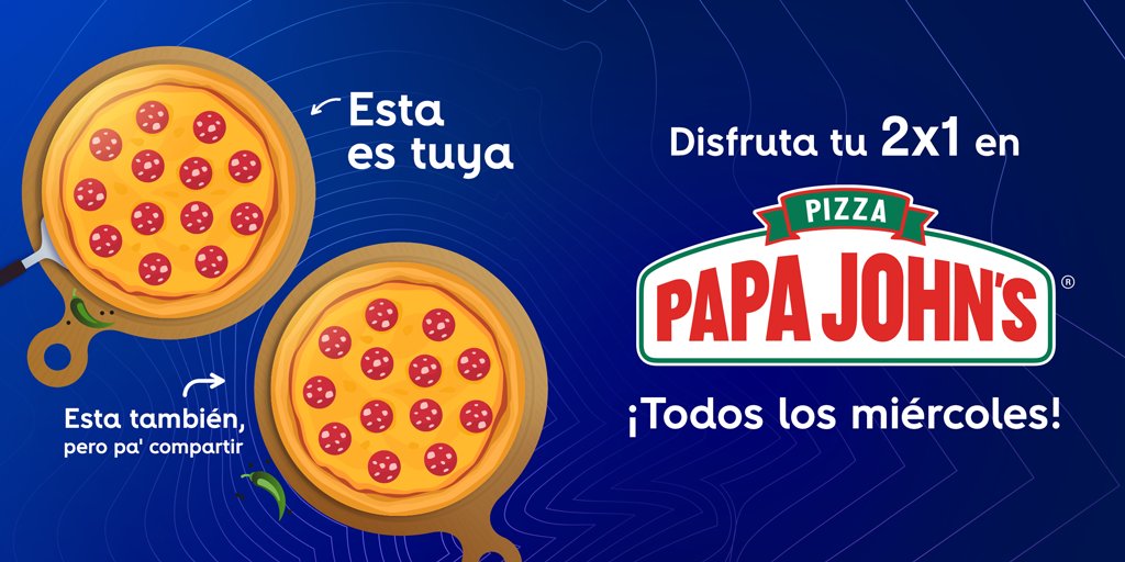 altice_do's tweet photo. Nosotros ponemos el 2x1, tú decides si lo compartes. 🍕😏🍕
🤳Solicita tu código todos los miércoles a través del app #MiAltice o envía PIZZA al 2224, para disfrutar tu 2x1 en pizzas medianas o grandes de 1 ingrediente. https://t.co/ah6Ujdv6ed